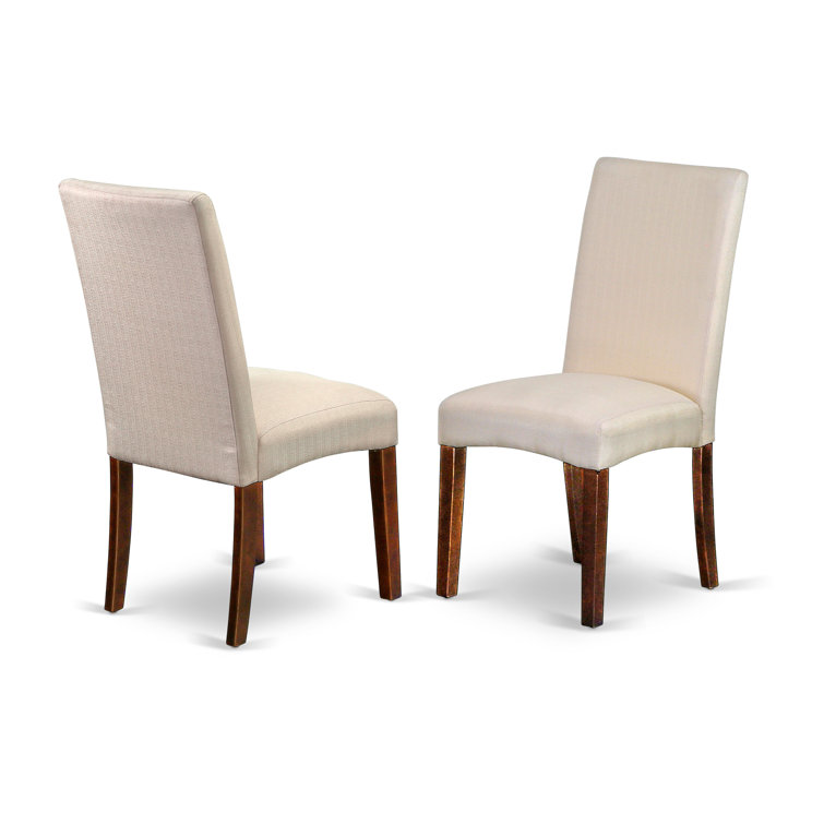 Cream leather dining chairs with dark wood discount legs